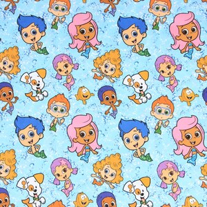 Bubble Guppies Fabric Printed Fabric Cartoon Fabric Cotton Fabric By The Half Yard