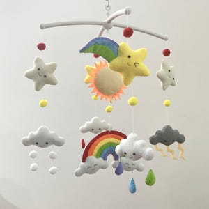 Rainbow Baby Mobile, Rainbow Crib Mobile, Rainbow Nursery Mobile, Colorfull Mobile Neutral, Baby Room Decor, Sky theme nursery mobile