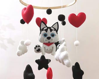 Dog Baby Mobile, Crib Mobile, Baby Shower Gift, Animal Cot Mobile, Brown Dog Nursery, Dog Mobile For Nursery, boho mobile dog.