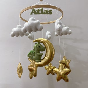 Dragon nursery mobile, dragon baby crib mobile, moon and star mobile, fairy tale nursery, baby shower gift