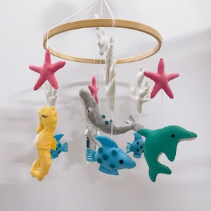 Ocean Baby Life Mobile, Hippocampus, Turtle, Whale, Dolphin, Starfish, Underwater, Baby mobile, Baby Shower, Baby Nursery, Baby Room Decor