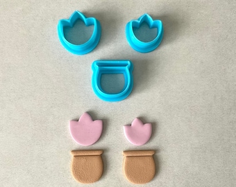 Tulip clay cutter Pot cutter Clay cutters Polymer clay cutters Spring floral cutter Clay earrings,Clay tools, Clay accessories,Cookie Cutter