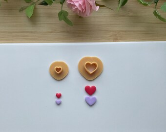 Set of 2 heart clay cutters Heart cutters Polymer clay cutters Earrings making Jewellery making Cookie Cutters Clay cutters Mini cutters