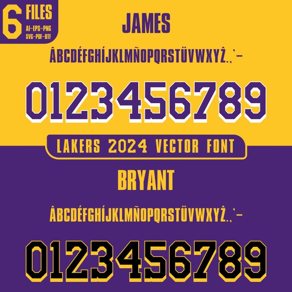 Font Vector Lakers 2024 Digital Download AI, Eps, Svg, Pdf, Png, Otf / Los Angeles Lebron James Shirt Name & Numbers / USA Basketball