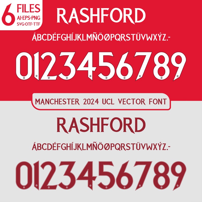 Premier League Manchester 2024 Champions League Vector Font Digital