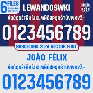 Font Vector Maglia Barcellona 2023/2024 Font SVG, AI, Eps, Pdf, TTF / Kit di taglio, File vettoriale / Maglia da calcio.