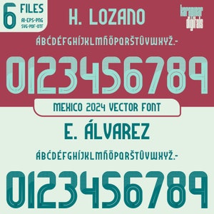 Mexico 2024 Copa America Font: Vector Shirt Numbers (Digital Download)