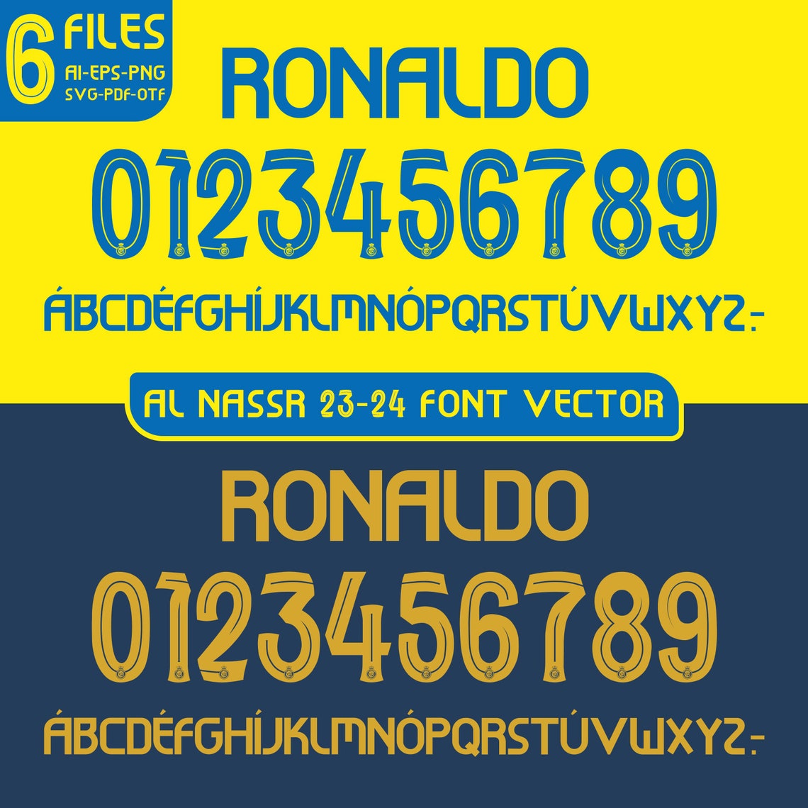 Font Vector Al Nassr 2023 2024 Digital Download AI, Eps, Svg, Png, Otf