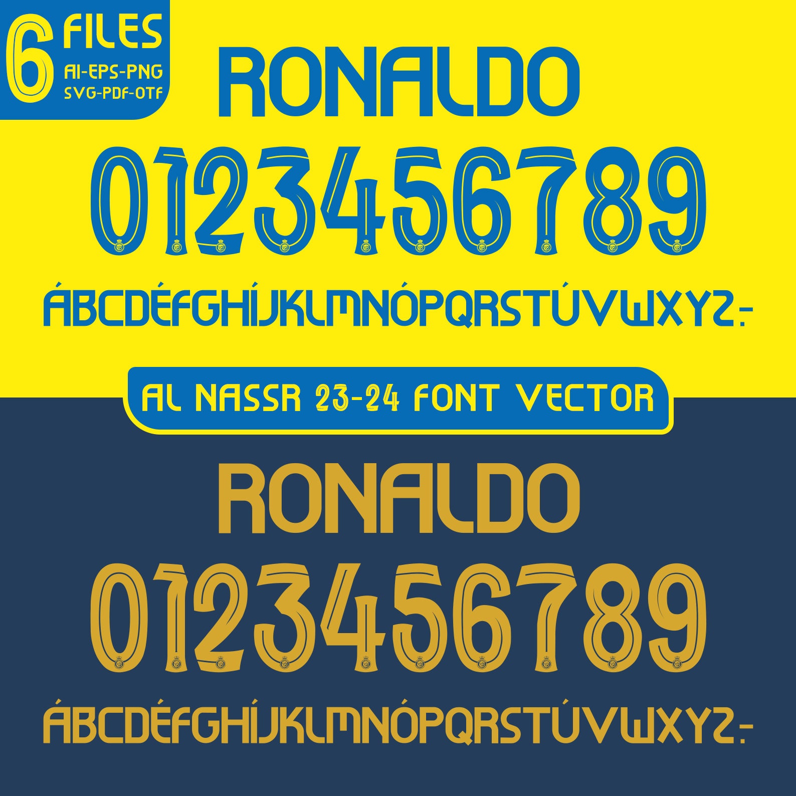 Font Vector Al Nassr 2023 2025 Digital Download AI, Eps, Svg, Png, Otf