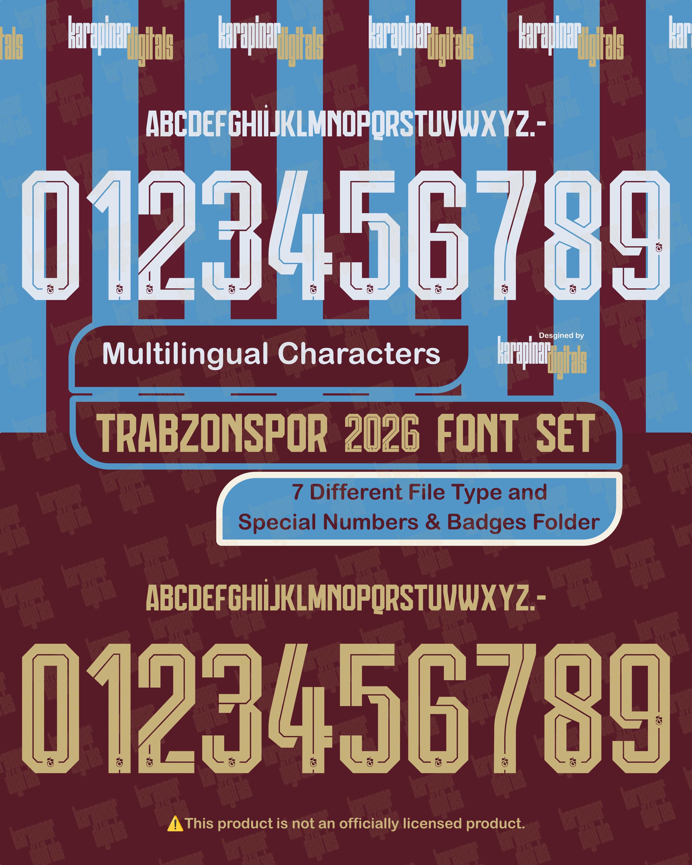 Font Vector Jersey Trabzonspor 2026 Font SVG, AI, Eps, Pdf, TTF