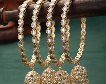 Gold Plated Jhumka Bangles Set: Indian Wedding Jewelry