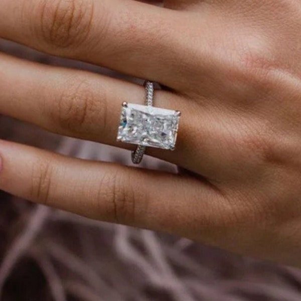 5Ct Radiant Moissanite Engagement Ring, Radiant Bridal Ring Set, Wedding Ring Set.