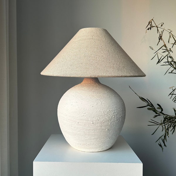 Lámpara de mesa nórdica bohemia de gres texturizado de cerámica sin esmaltar/lámpara de noche para sala de estar, entrada y dormitorio