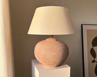 Earthy Textured Ceramic Clay Pottery Stoneware Earthenware Table Lamp  Bedside Lamp Perfect for Living Room, Entryway, Office and Bedroom