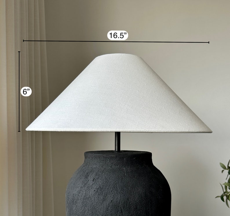 White linen textured conical lampshade large lamp shade nordic boho japandi look perfect for table lamps image 6