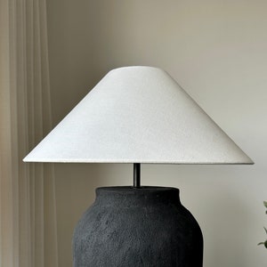 White linen textured conical lampshade large lamp shade nordic boho japandi look perfect for table lamps image 1