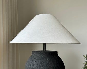 White linen textured conical lampshade large lamp shade nordic boho japandi look perfect for table lamps
