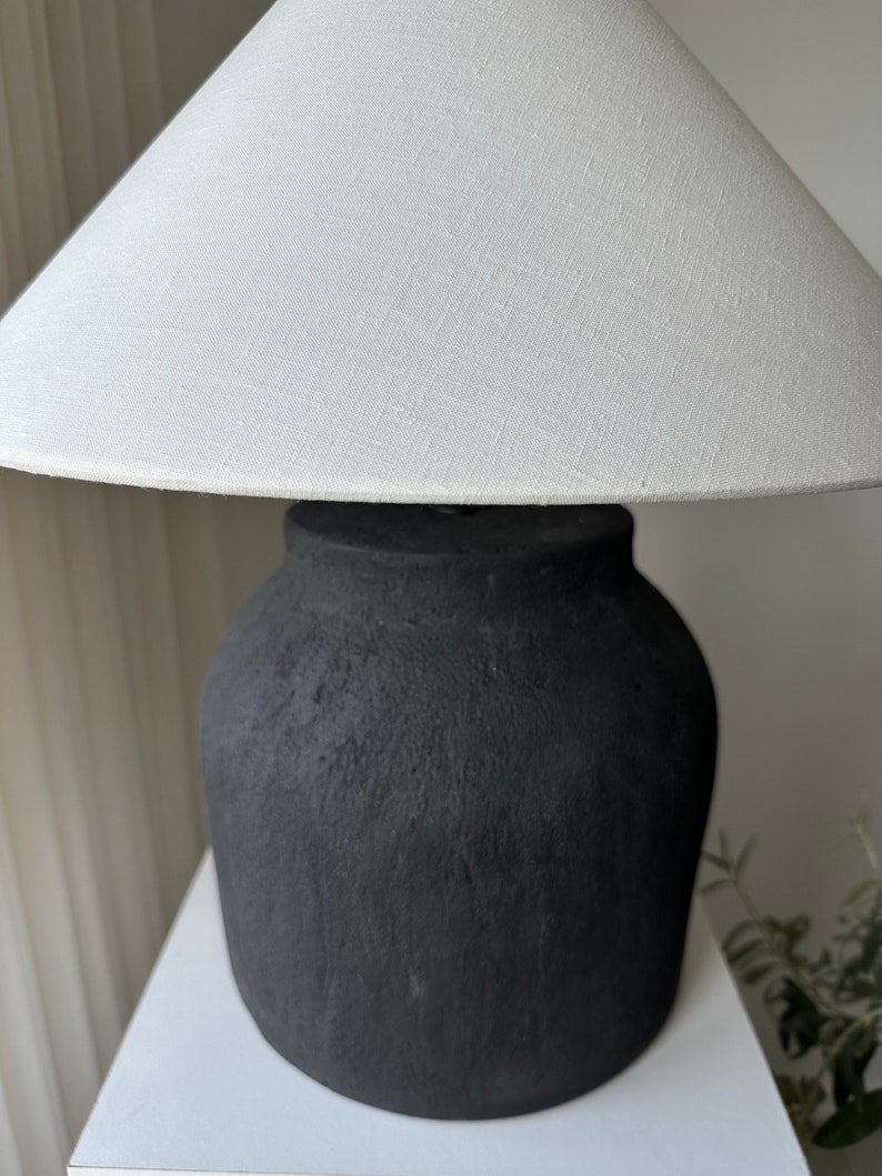 White linen textured conical lampshade large lamp shade nordic boho japandi look perfect for table lamps image 4