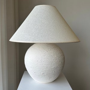 XL SIZE stoneware earthenware unglazed ceramic textured table lamp lamp shade perfect for entryway bedroom living room to get wabi sabi look