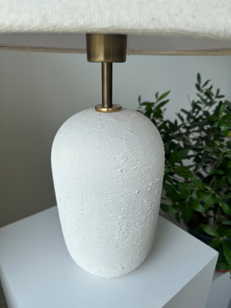 Gold Detailed Ceramic Textured Nordic Bohemian Contemporary Style Table Lamp / Bedside Lamp for Living Room, Entryway and Bedroom Decoration image 2