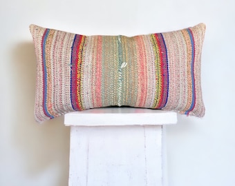 Original Vintage Lumbar Pillow made of old kilim