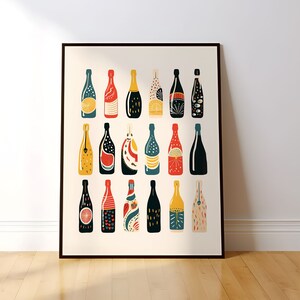 Printabe Champagne Poster Wall Art - Preppy Wall Art - Vintage Poster - Y2K Esthetisch - Bar Cart Art - Digitale Download