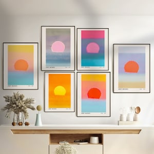 Stampa di Andy Warhol, Set di 6, Tramonto di Andy Warhol, Poster del museo, Arte della parete espositiva, Download digitale, Stampa Pop Art,