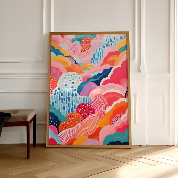 Vibrant Abstract Maximalist Print Poster - Colorful Wall Art - Abstract Wall Art -  Digital Download