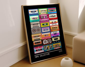 Retro Cassette Tape Poster - Printable Retro Poster - Dorm Decor - Office Decor - Digital Download