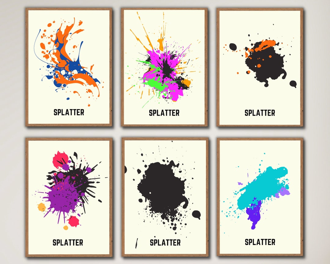 Paint Splatter Wall Art Set of 10 Abstract Printable Etsy