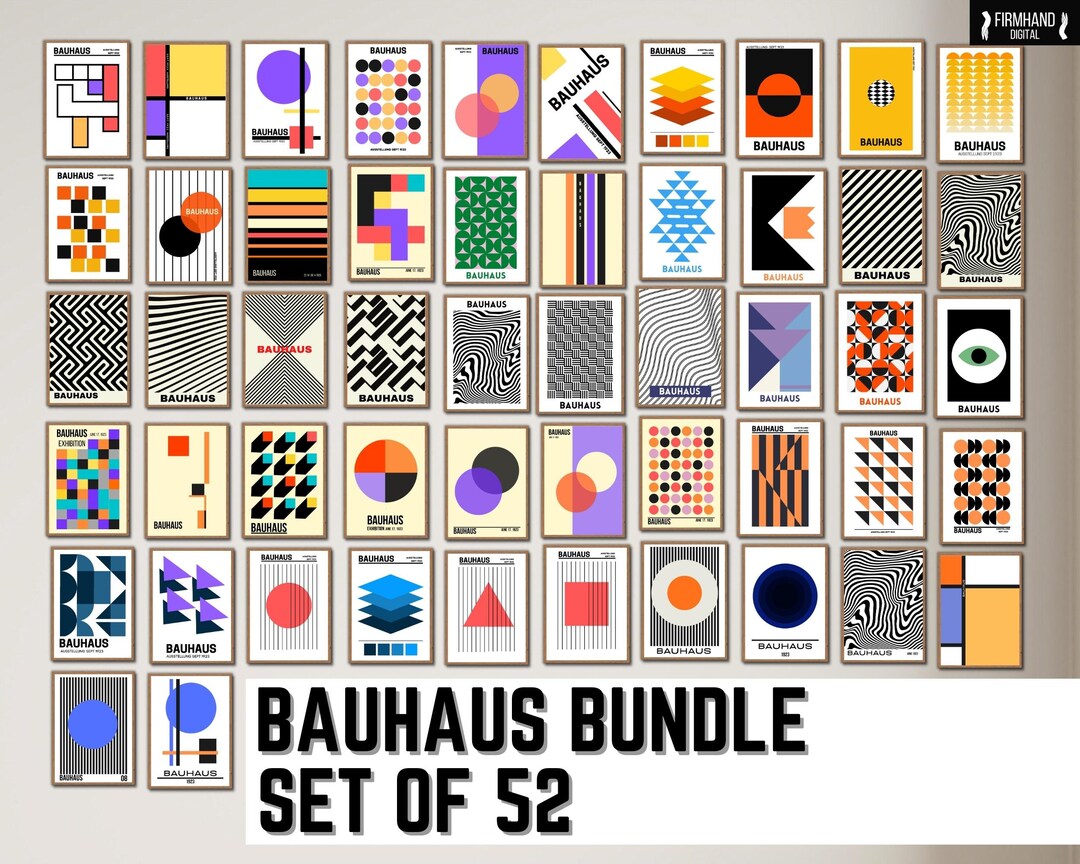 Set of 52 Bauhaus Printable Exhibition Poster Bundle | Mid Century ...