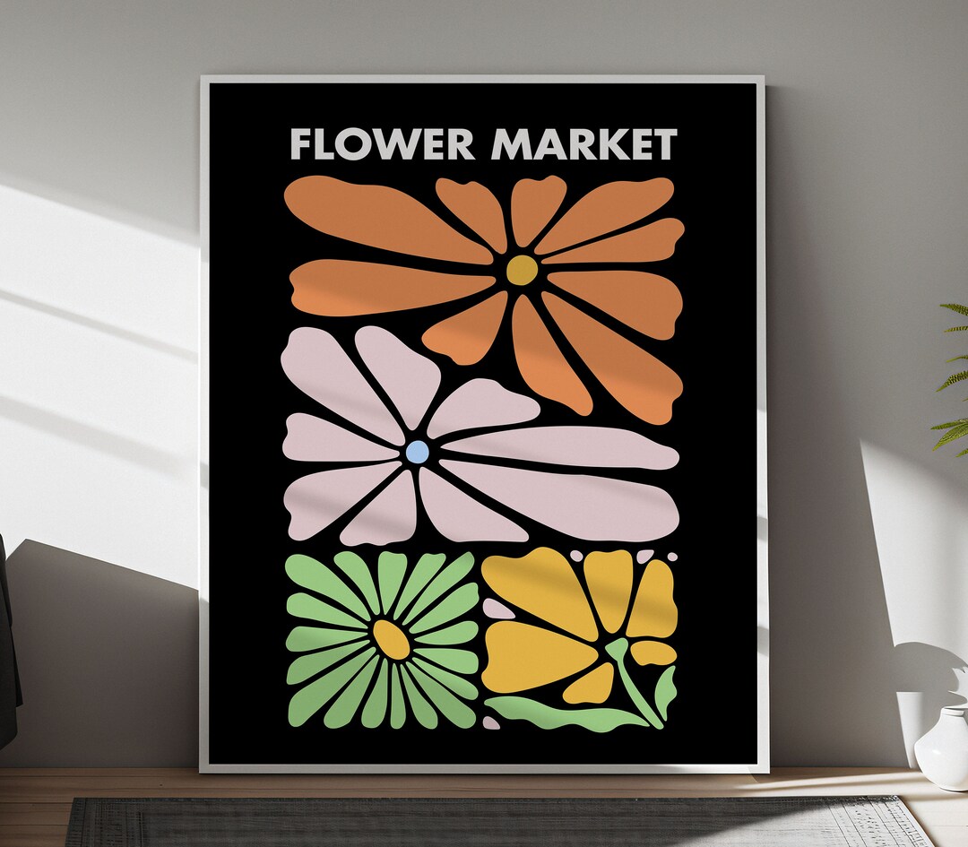 Flower Market Print - Flowers Printable Wall Art - Pastel Floral Art ...