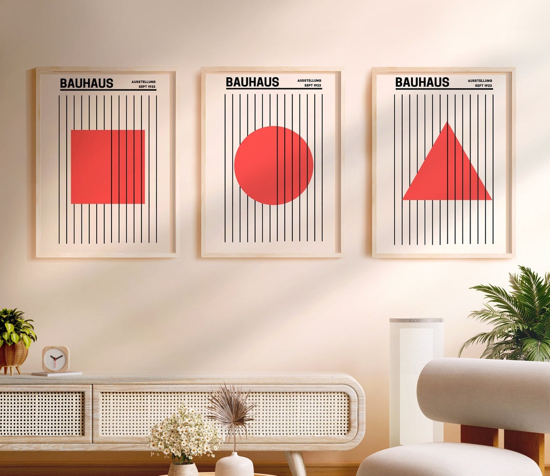 Bauhaus Print Set of 3, Printable Poster Set, Abstract Wall Art ...