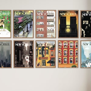 The New Yorker Vintage Cover, Set Of 10 | The New Yorker Magazine Poster Bundle | Retro Decor | Pastel Poster