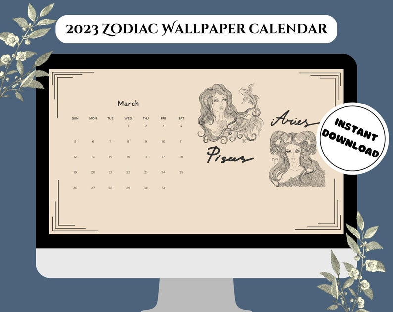 2023 Zodiac Desktop Wallpaper Calendar Astrology Mac Etsy