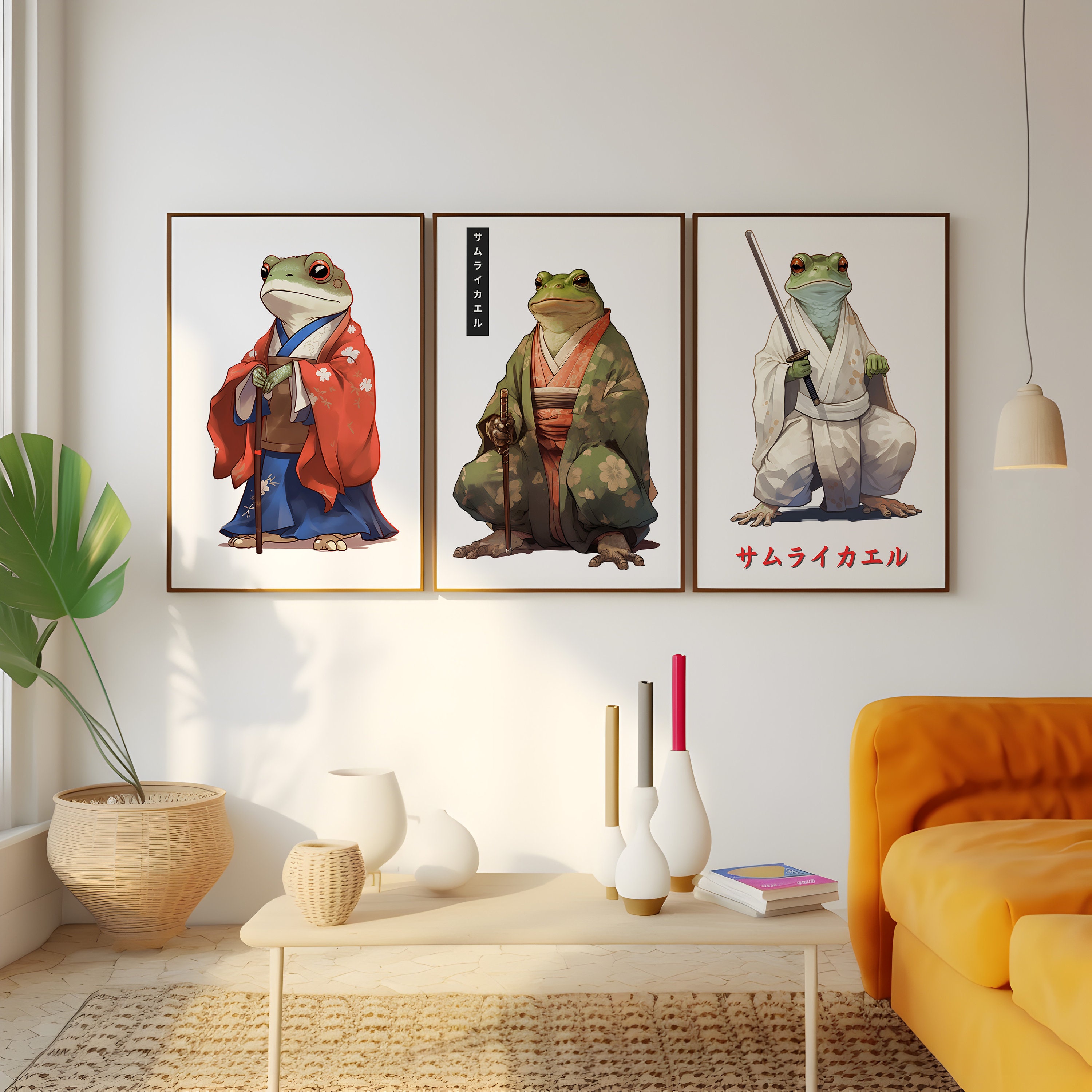 Japanese Samurai Frog Prints - Frog Wall Art - Matsumoto Hoji Print ...