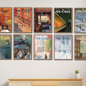 Vintage The New Yorker Cover, Set Of 10  | The New Yorker Magazine Poster | The New Yorker Collection Vintage | Retro Decor,Pastel Poster