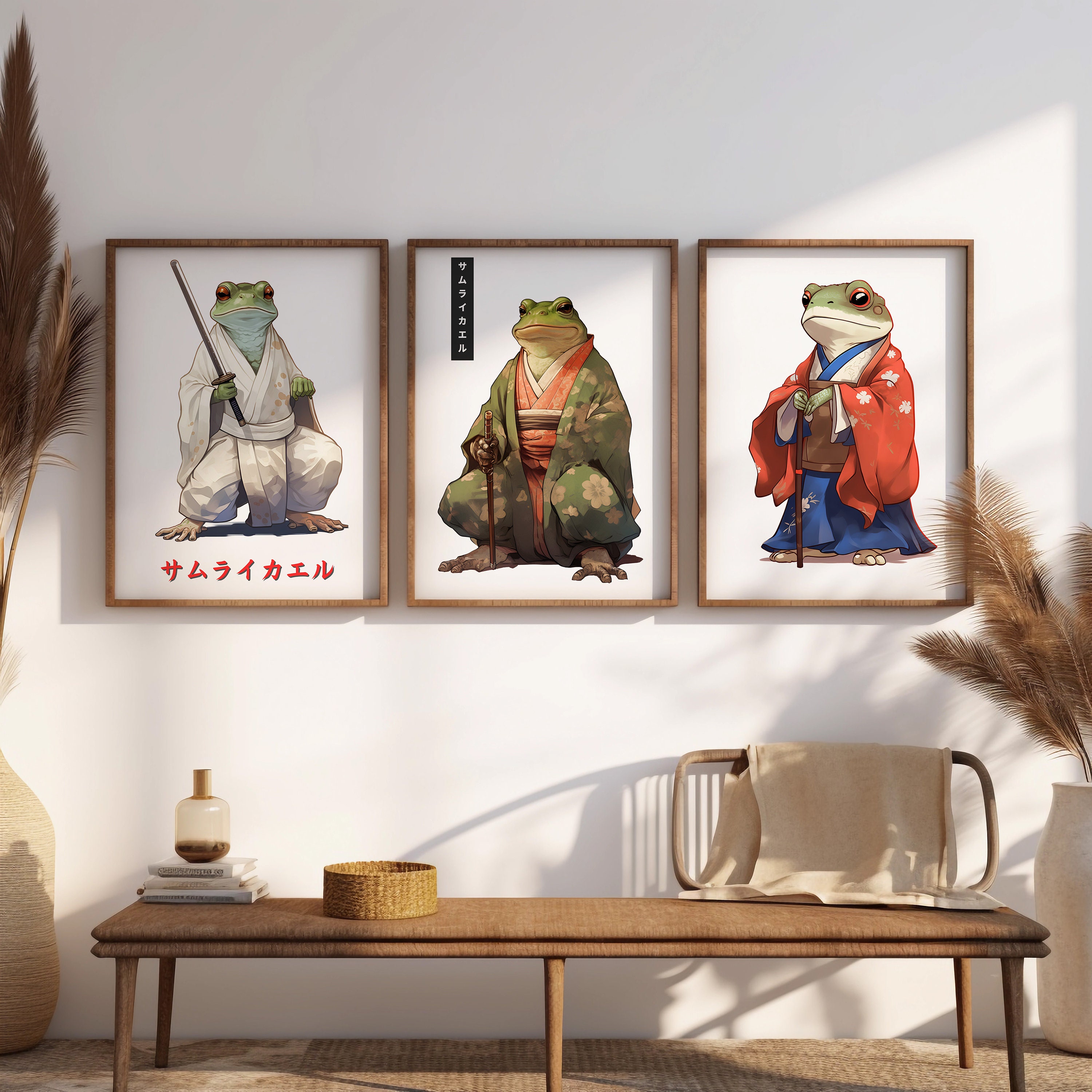 Japanese Samurai Frog Prints - Frog Wall Art - Matsumoto Hoji Print ...