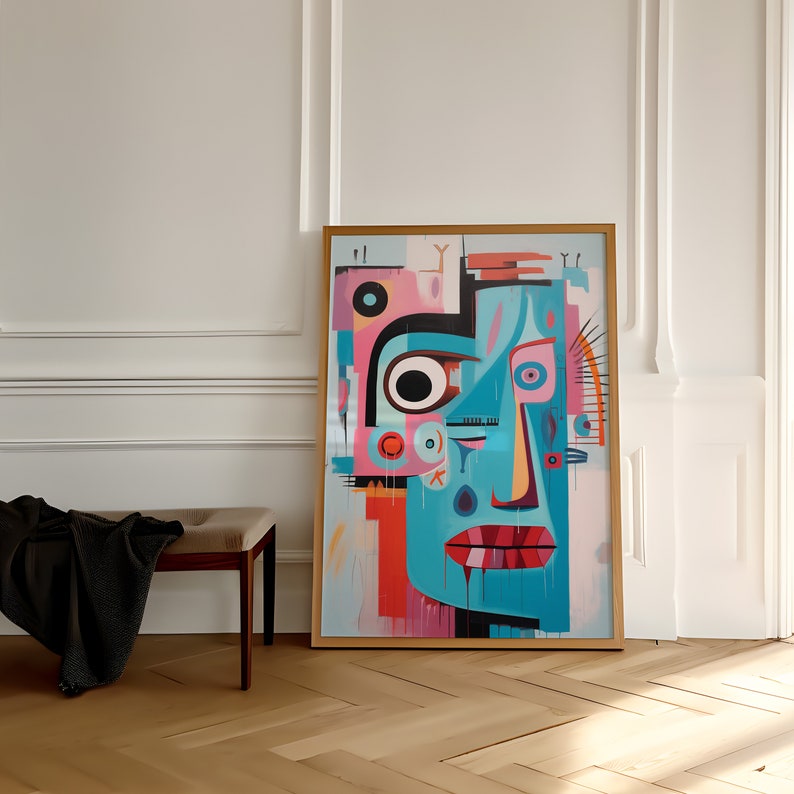 Modern Colorful Abstract Portrait Art Print Colorful Wall Art Abstract