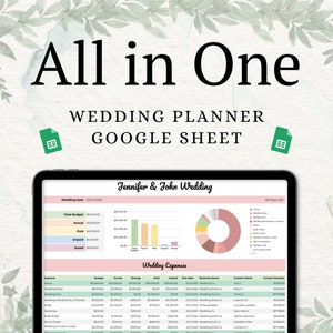 Wedding Digital Planner, Wedding Budget Sheet, Wedding Guest List, Wedding Playlist, To Do List, Wedding Checklist Google Sheets Spreadsheet