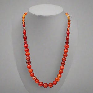 Natural Modern Red Agate Necklace Handmade Genuine Semiprecious Gemstone Unique Design Convenient Toggle Clasp Modern Jewelry For Every Day