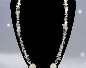 Genuine Gemstone Beaded Necklace For Women White Gemstones Mixed Necklace