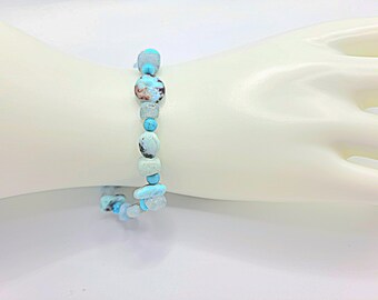 Genuine Gemstone Stretch Bracelet Blue Gemstone Stretch Bracelet For Women Men