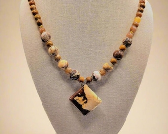 Brown Jasper Necklace - Natural Stone Pendant, Handmade Boho Chic Jewelry & Gifts for Women