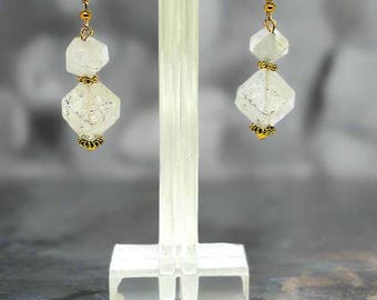 Genuine Quartz Crystal Gemstone Earrings Gold Tone Drop Earring For Women Elegant Earrings For Women