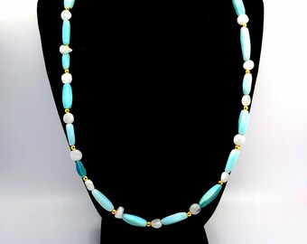 Blue Opal Necklace for Women - Elegant & Dazzling Statement Jewelry - Gift for Her, Boho Chic Accessory, Birthday Present