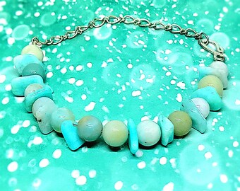 Adjustable Blue Gemstone Bracelet Natural Blue Jasper And Larimar Bracelet For Women Casual Bracelet For Every Day Wear