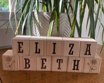 2" Wooden Name Blocks, Baby Blocks, Nursery Blocks