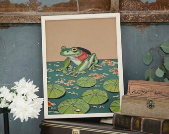 Japanischer Frosch im Ukiyo-e-Stil: Druckbarer digitaler Download, Digitaldruck für Wohndekor, Frosch im Ukiyo-e-Stil, digitale Wandkunst, Geschenk