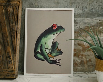 Japanese Frog in Ukiyo-e Style: Printable Digital Download, Digital Print for Home Décor, Frog in Ukiyo-e Style Digital Wall Art, Gift